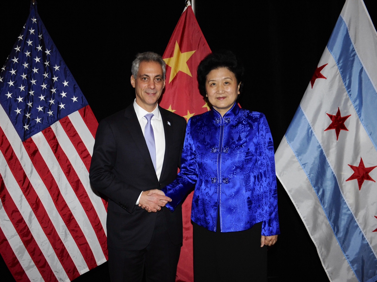 Mayor Rahm Emanuel welcomes Her Excellency Liu Yandong, the Vice Premier of the State Council of the People’s Republic of China to Chicago.